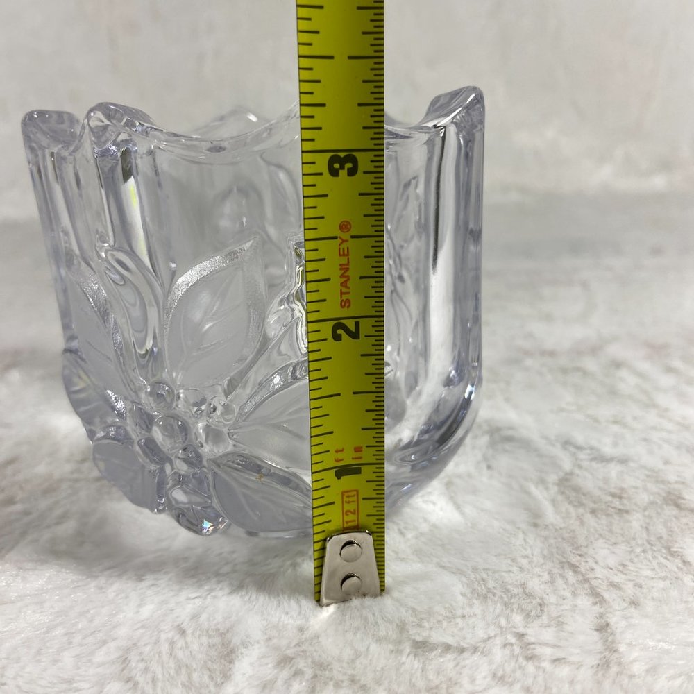 Mikasa Festive Poinsettia Votive Candleholder Crystal Cut Glass - Picture 8 of 9